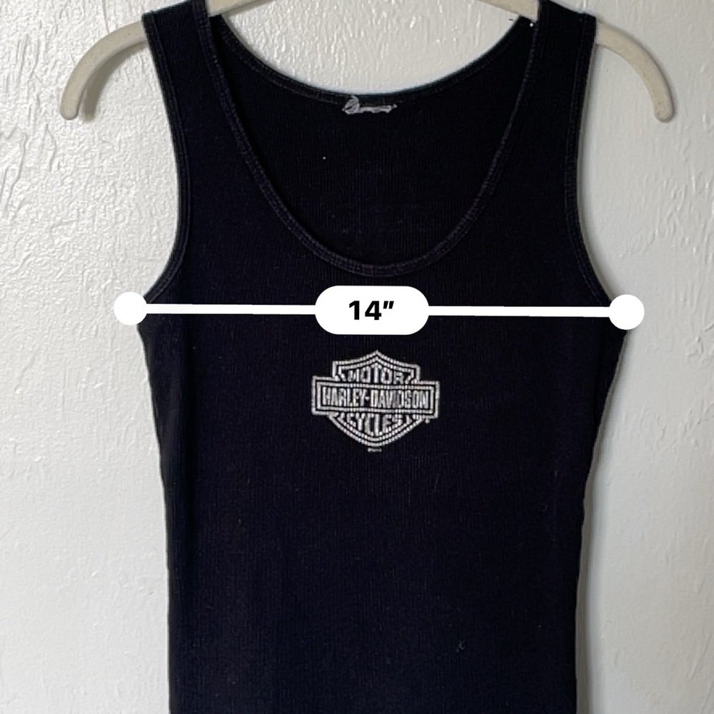 Vintage Harley-Davidson Women's Black‎ Lace Trim Tank Top - Picture 5 of 6